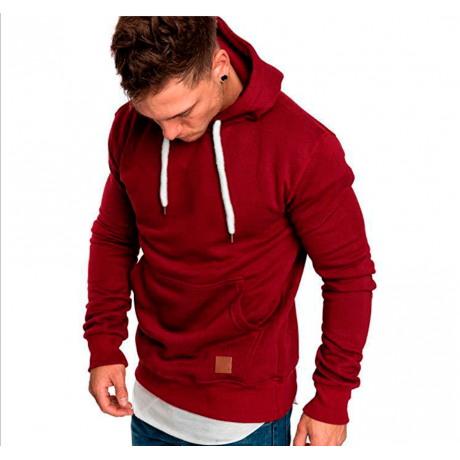 Fashion Men Outdoor Sports Sweater Casual Solid Color Hooded Top Velvet Sweater Coat